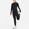 Nike Solid Color Fleece Crew Neck Logo Thumb Hole Long Sleeve T-Shirt Women Tops Black DD6780-010