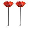 2Pcs Flower Stake Bird Garden Stake Outdoor Bath Metal Flower Bird Bath Pollinator