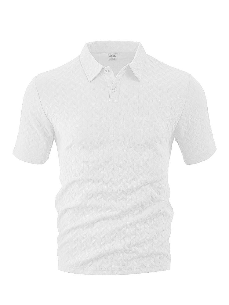 Men's Breathable Sweat Wicking Sweatshirt, Loose and Casual, Solid Color Jacquard Fabric, Men's Short Sleeved Polo Shirt