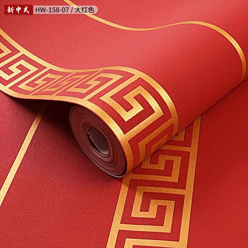 Retro Gray Wallpaper Chinese Style Key Pattern Living Room 3d Three-dimensional Zen Buddhist Hall Classical Home Wall paper