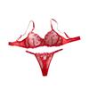 Cross-border European & American Sexy Floral Embroidery Lingerie Set: Underwire Push-Up Bra & See-Through Panties