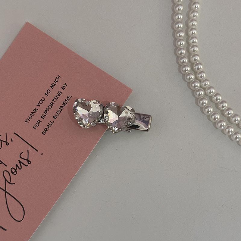 Rhinestone Love Heart Hairpins Y2K Pink Women Girls Sweet Cool Barrettes Women Korean Fashion Hiphop Hair Clip Style Accessories