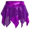 Girls Jazz Dance Costume Sparkly Sequins Metallic Asymmetric Skirt Performance Dancewear