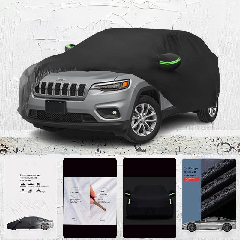 For Jeep Cherokee Anti-UV Sun Shade Rain Snow Resistant Black Cover Dustproof Car Umbrella Full Car Cover Outdoor Protection