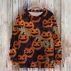 Ladies' Fashionable Casual Long Sleeved Christmas Printed Round Neck Knitted Yarn