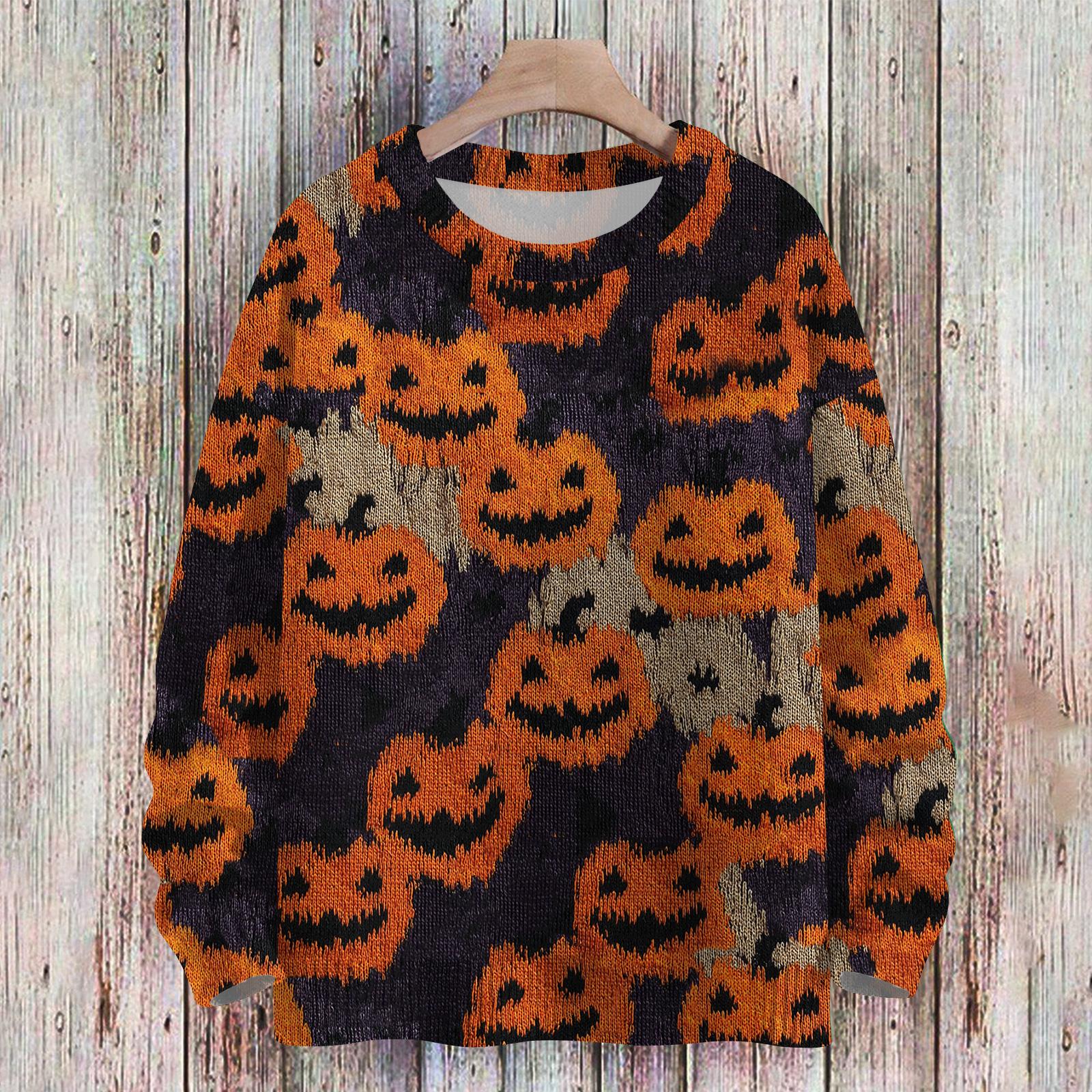 

Женский модный повседневный трикотажный свитер с длинным рукавом и рождественским принтом, круглый вырез S