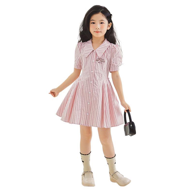 Girls Summer Pink Princess Short Sleeve Dress Sweet And Trendy Fashion