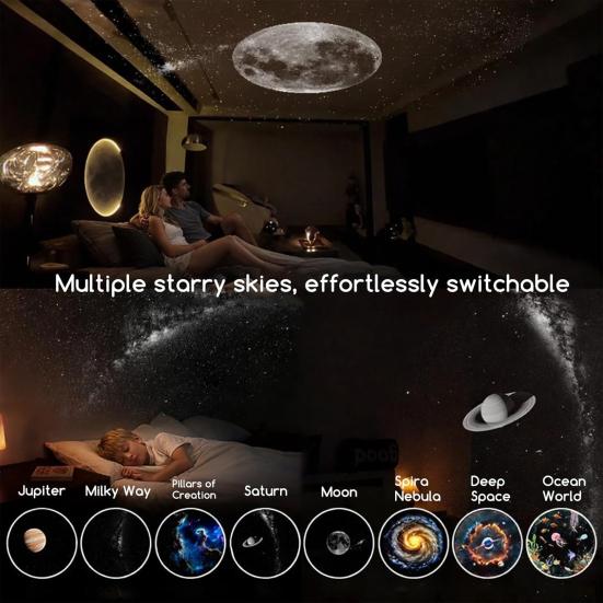 Ayarlanabilir Parlaklıkta Yıldızlı Gökyüzü Projektörü Gece Lambası 360 Derece Döndürme Kolay Dokunmatik Kontrol Lambası USB Şarj Edilebilir Yatak Odası Ortam Aydınlatması