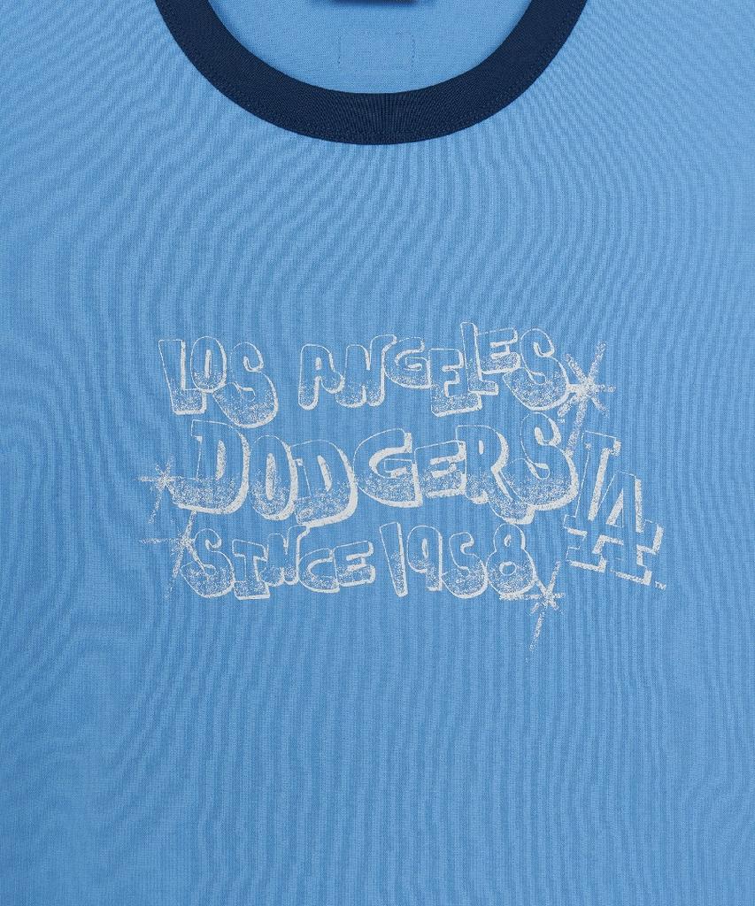 Emelbi Letter Graphic Regular Fit Ringer T-Shirt La (Ptn.Skyblue)