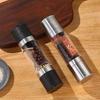 2-in-1 Salt And Pepper Grinder Set Adjustable Coarseness Manual Spice Mill with Glass Jar Stainless Steel Refillable Kitchen Shaker Bottle