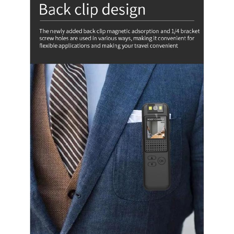 CS08 600mAh Battery Back Clip Video Camcorder Mini Body Camera for Work Offices