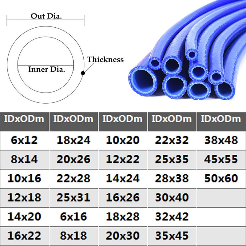 Diameter 6-50mm Silicone Hose Heat Resistant Oil Resistant Tube High Presure Automobile Vacuum Pipe Double Layer Rubber Hose