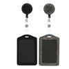 Bling ID Holder with Lanyard Rhinestone Decorated Elegant Design Shiny Finish Badge Reel Retractable Lanyard Easy Pull Buckle