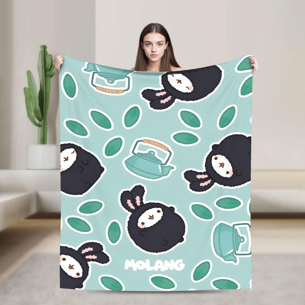 Cute Anime M-Molangs Blankets Coral Fleece Plush Winter Breathable Ultra-Soft Throw Blankets for Sofa Outdoor Bedding Throws