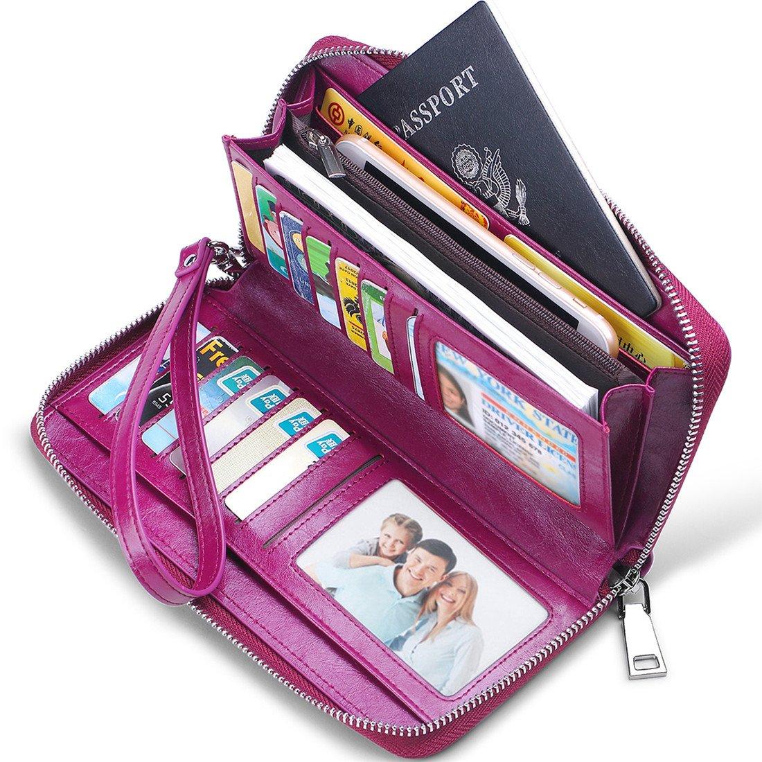 Nihon Apparel Women's Purple Jeeburyee Long Wallet With Card Slim Large Bifold Wallet With Coin Rfid And Magnetic Skimming Zipper-Around Case, Design,