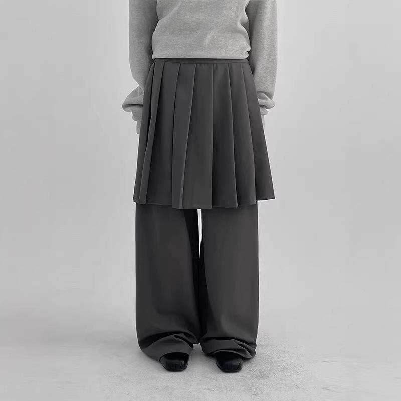 

Korean Retro Pleated Skirt Trousers - Japanese Style, Two-Color, Loose Fit for Women One Size темно-сірий