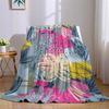 Abstract Floral Doodles Flannel Blanket Warm Soft Halloween Christmas Couch Warm Cozy Decorative Decor Gift For All Season