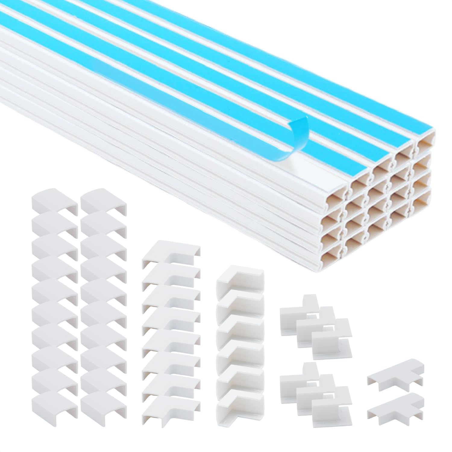 

Кабель-канал InstantFix40 [В комплекте двусторонний скотч, готов к использованию], Профессиональный класс, 40см Предварительно нарезанный кабельный короб, Защита шнура, Кабель-канал,