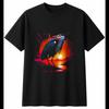 Grey Heron Neon Glow Mens T-Shirt Bird Black 100% Cotton Nature Printed