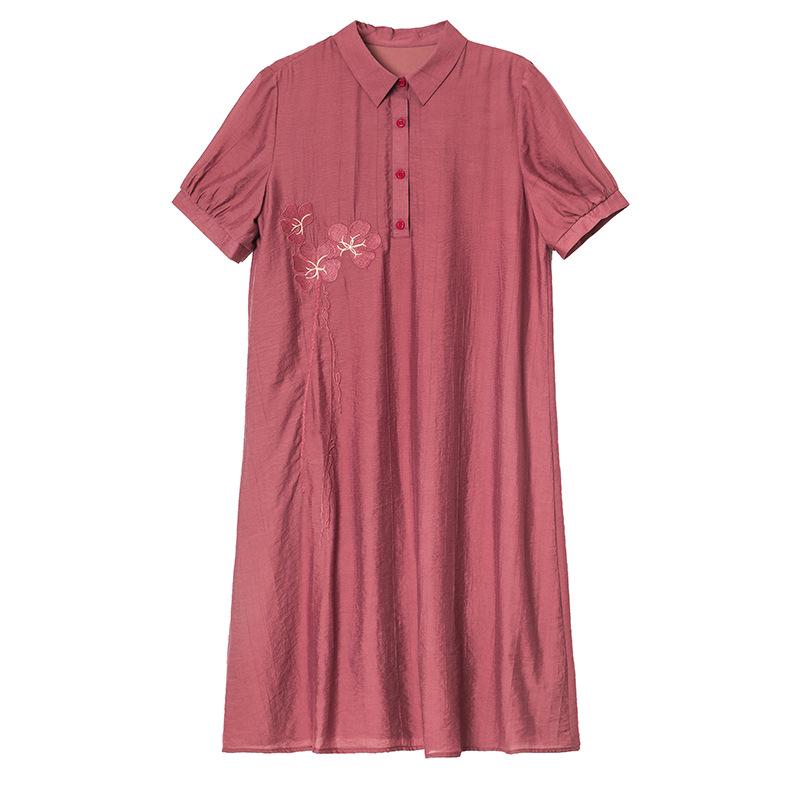 Elegant Plus Size Summer Dress for Middle-Aged Women - Short-Sleeved, Mid-Length Skirt (2021)