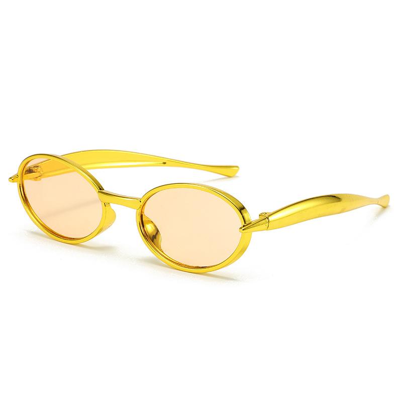 

Y2K Oval Small Frame Sunglasses for Women Men Vintage Sun Glasses Luxury Brand Designer Punk Popular Metal Shades UV400