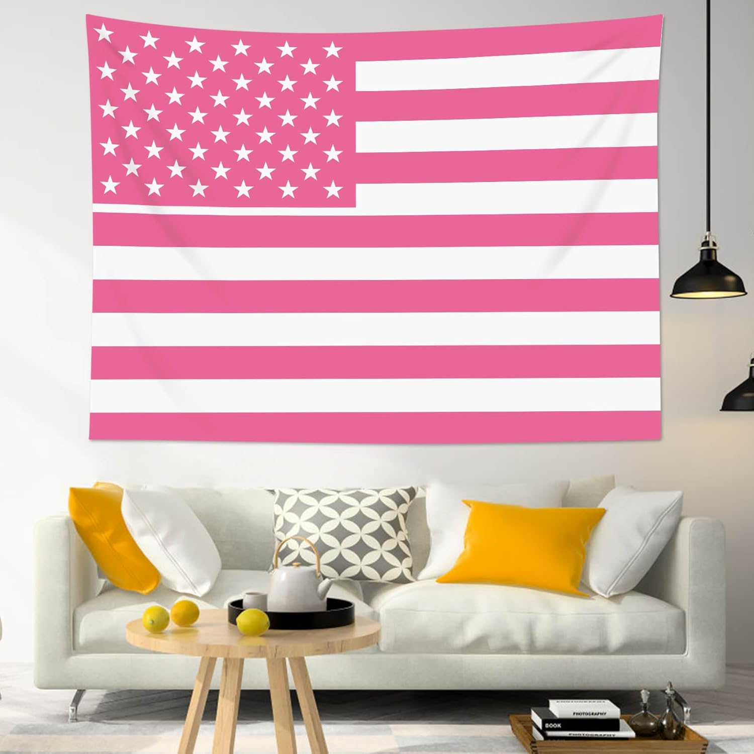American Flag Pink Wall Tapestry by weeneo 75x100 чёрный
