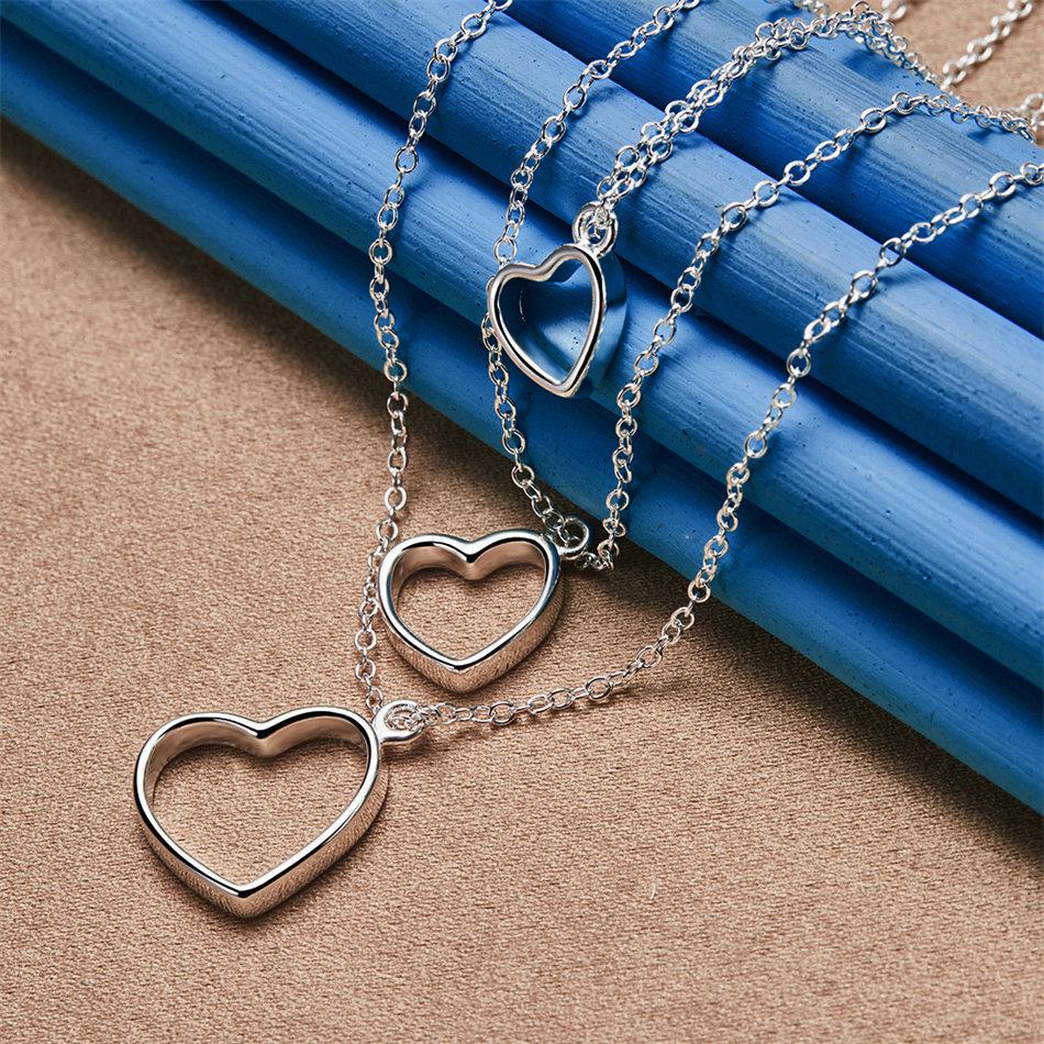 925 Sterling Silver Luxury Openwork Heart Necklace for Women - Fashionable and Charming Party and Wedding Jewelry