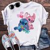 New Disney Women T-shirt Kawaii Lilo Stitch Print Tee Shirts Fashion Short Sleeve T Shirt Female Streetwear Y2k Clothes Top