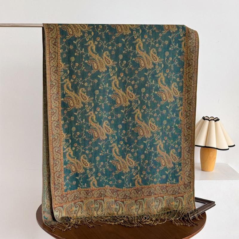 Vintage Elegant Paisley Printed Long Tassel Scarf For Women Travel
