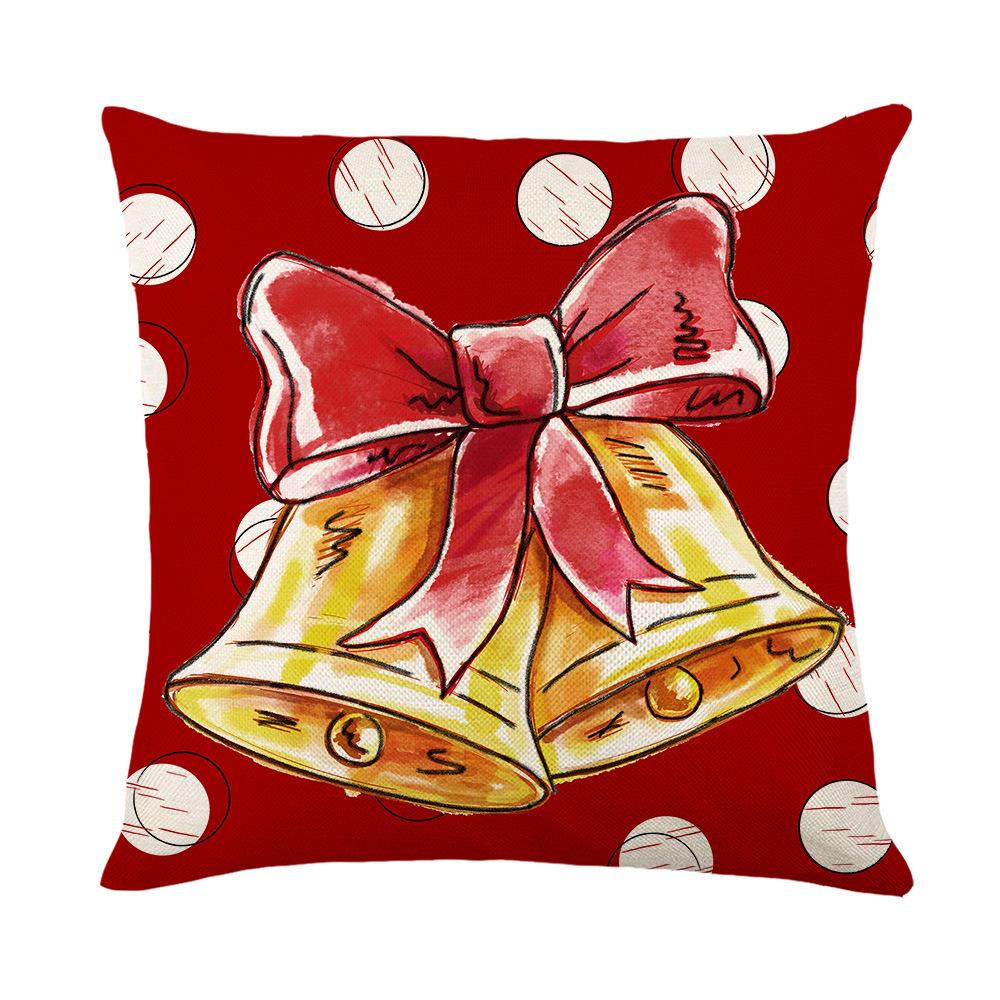 Christmas Pillow Cover Linen Hand-painted Home Santa Claus Elk Pillow Cover Sofa Cushion Cover