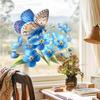 Adesivo Vetro Fiore Non-ti-scordar-di-me Farfalla Blu Fiori Pellicola Elettrostatica Rimovibile PVC Decalcomania per Bagno Cucina Decorazione Casa