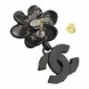 Great CHANEL Camellia COCO Mark Rhinestone Piercings (for both ears) black 02A Used