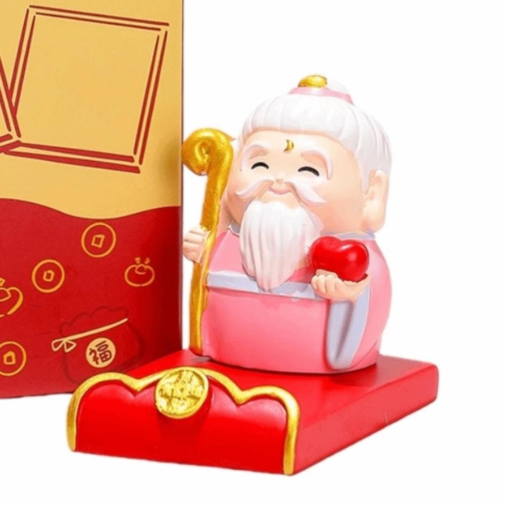 Festival Decorative Statue Chinese Wealth God Ornament Resin Mobile Phone Stand  New Year Gift