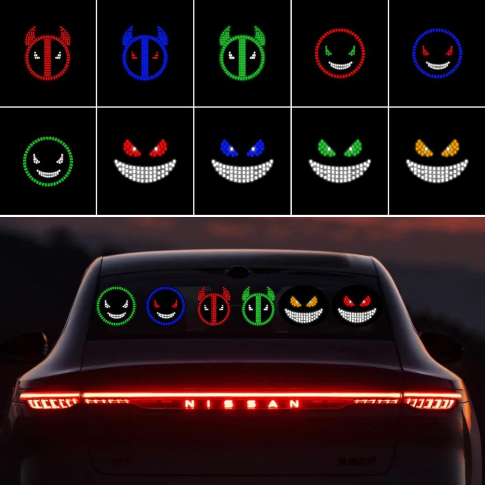 Car Devil's Eye LED Decorative Light Strips Rear Window Warning Light Devil Eye Atmosphere Lamps Car Decoration Accessories