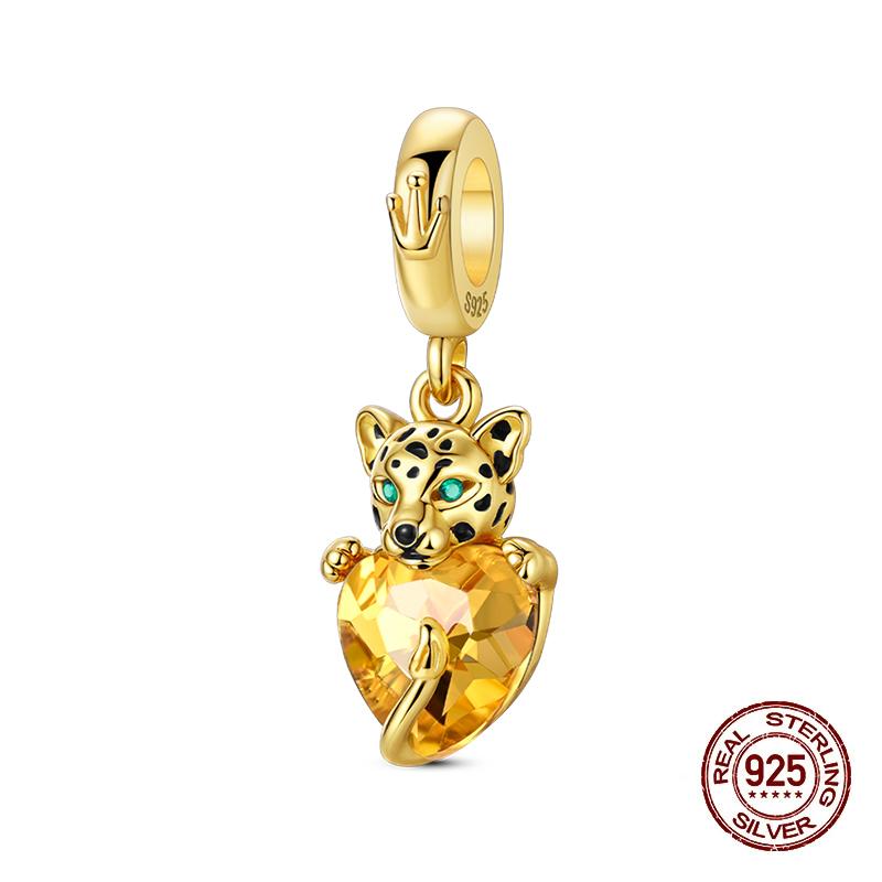 Original Charms Fixed Clamp Beads Copper Golden Bow Leopard Cat Dog Beads Fit Pendant Bracelet Women Jewelry Gifts
