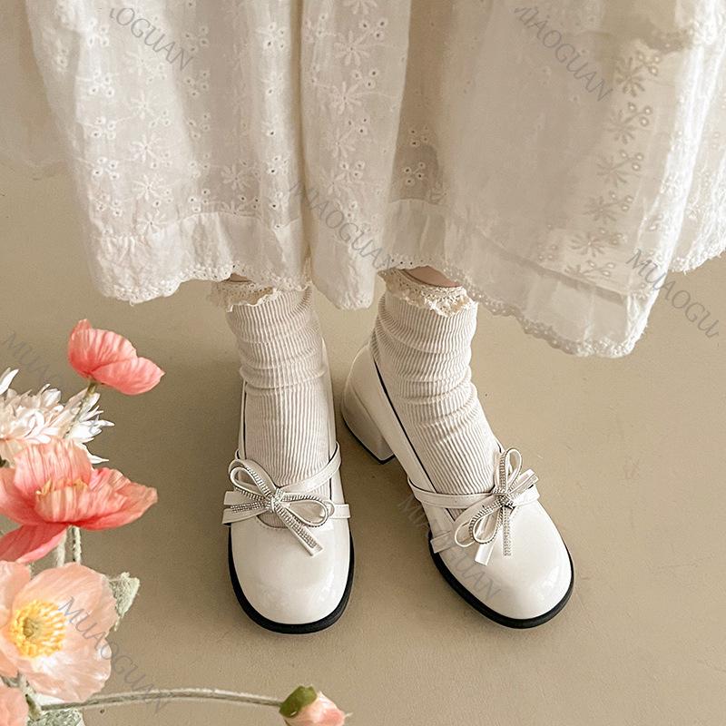 Fashion Retro Women's Pumps Lolita Mary Jane Shoes Women Vintage Shallow Chunky High Heeled Platform Round Head Bowknot Single Shoes