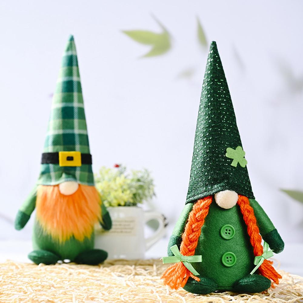 J1UL1N St. Patrick's Day Gnome Decorations Irish Leprechaun Swedish Ornaments Spring Plush Gnome Scandinavian Tomte Elf Dwarf