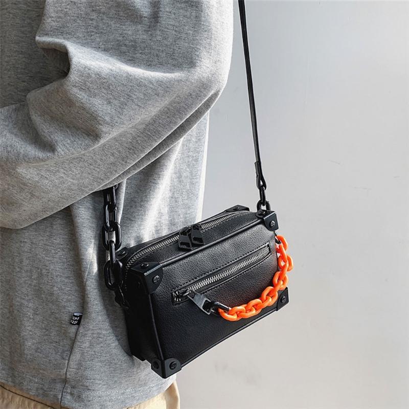 Crossbody-Tasche Unisex Mode Kleine Quadratische Umhängetasche Handtasche für Damen und Herren PU-Leder Messenger-Handtaschen mit Verstellbarem Riemen