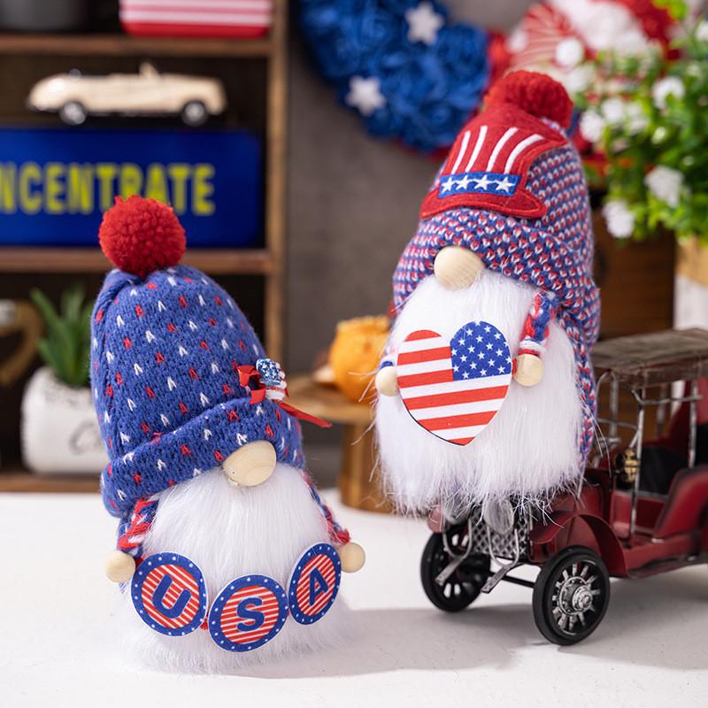Cute Independence Day Usa Flag Gnome Plush Decoration For Festive Home Decor