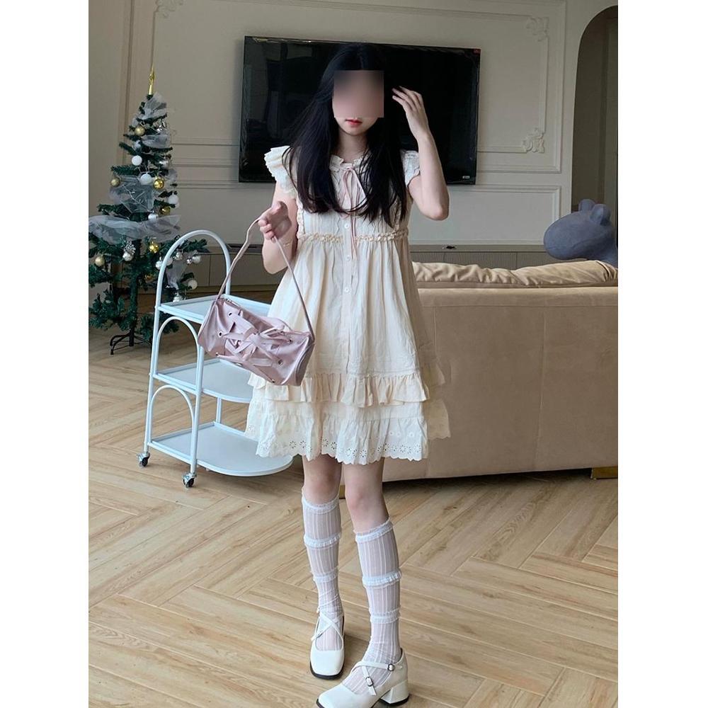 Milk and good little fly sleeve dress summer sleeveless small loose doll skirt academy style pure and sweet