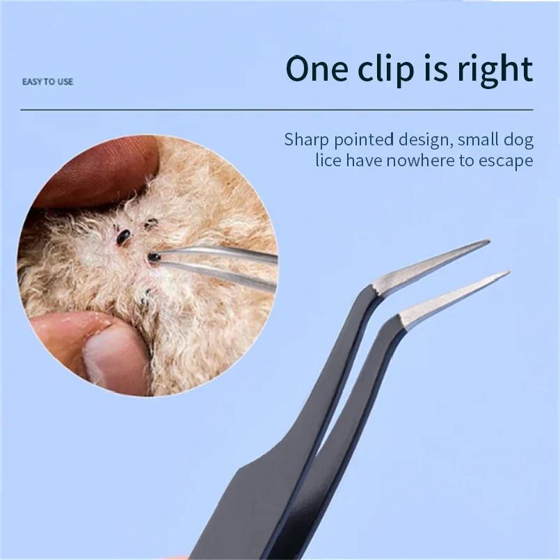 2 In 1 Tick Remover Tool Professional Removal Tweezers for Humans & Pets Pets Flea and Tick Removal Remover Tools