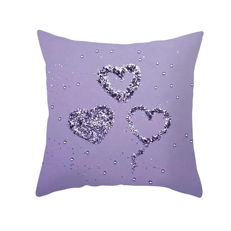 45x45cm Heart Charms Purple Geometric Pillow Case Peach Skin Ins Styles Cushion Cover Marble Aloe Vera Plant Home Decoration