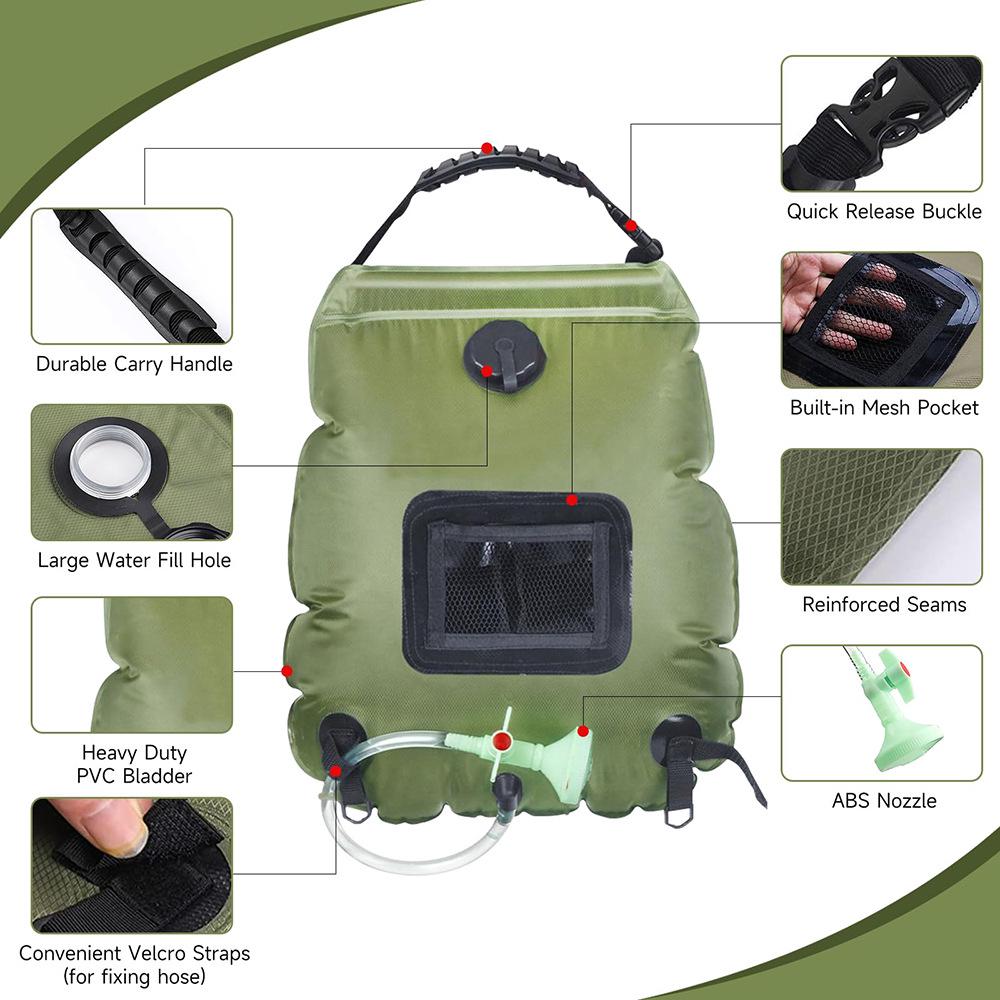 Portable Solar Heated Shower Bag for Outdoor Camping