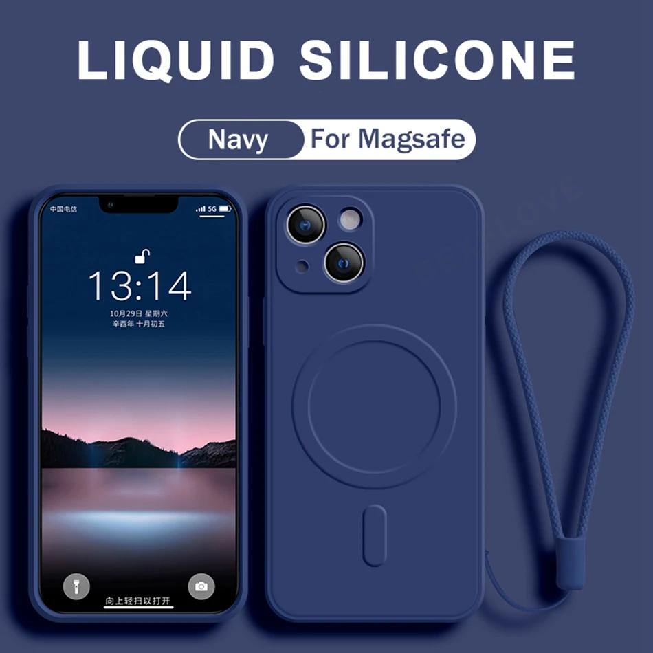 Official Magnetic Case for For Iphone 16 14 11 12 13 Mini 1 Pro Max 8 Plus X XR XS MAX Phone Soft  Protector Lanyard Cover