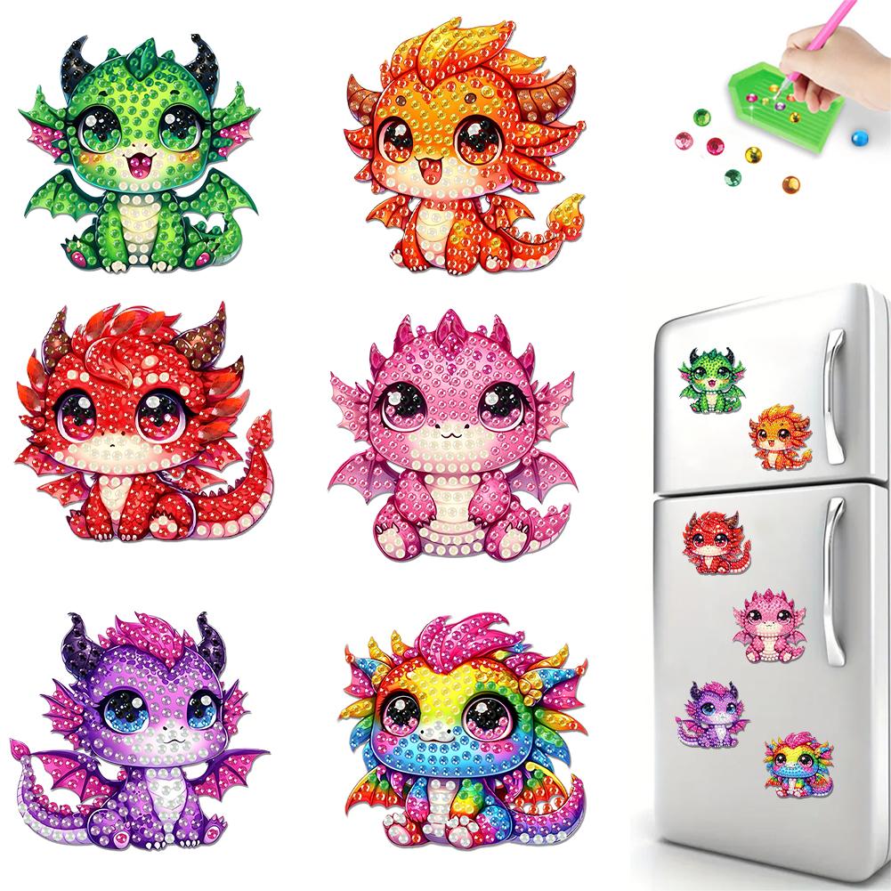 6Pcs Diamond Art Kits Fridge Magnets Diamond Art DIY Diamond Art Refrigerator Magnets DIY Art Crafts for Adults Beginners