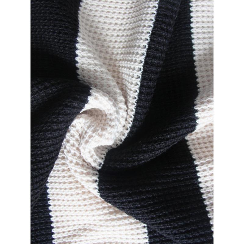 Damski Sweter Dzianinowy Casualowy w Paski Patchworkowy Okrągły Dekolt Rozszerzane Długie Rękawy Luźny Modny Dzianinowy Top Casualowy Wszechstronny Miękki Stylowy Sweter Dzianinowy Płaszcz