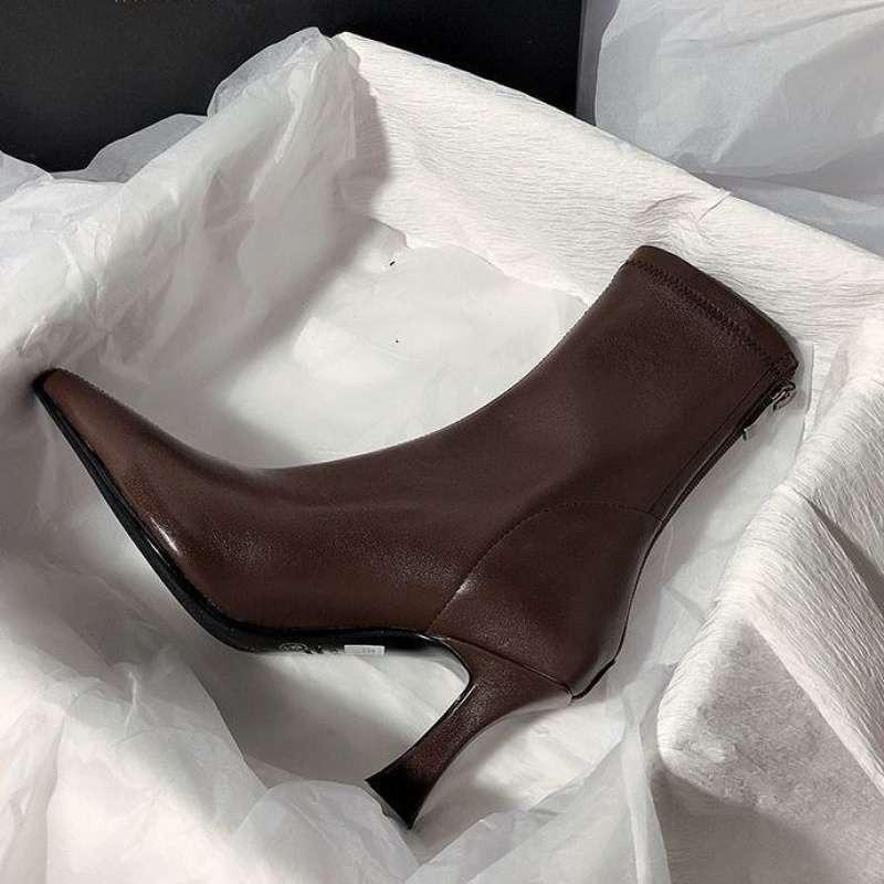 Mode Moderne Stiefel Qualität Leder Designer Luxus Hohe Absätze Schuhe 2025 Winter Stiefeletten Hochzeitsfeier Kleid Gladiator Damen Schuhe