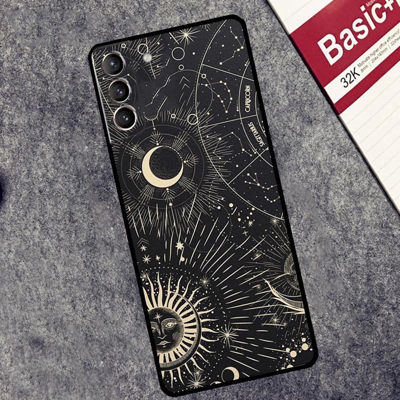 Suns Moons Clouds Astrological Case For Samsung Galaxy S24 S23 S22 S21 Ultra Plus Note 10 Note 20 S8 S9 S10 S20 FE Cover