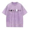 Unisexs  Summer Washed Vintage Short Sleeve g  Pure Cotton LooseFitting Bowling Pattern TShirt