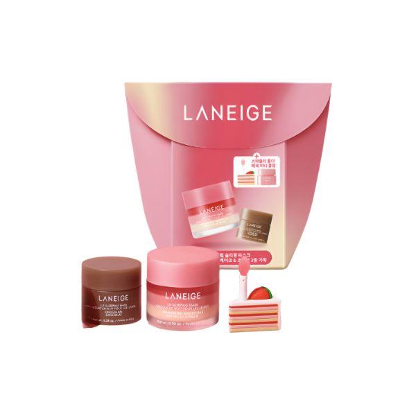 

Laneige Lip Sleeping Mask EX Strawberry Shortcake & Chocolate + Berry Mini Overnight Lip Care Gift Set (20g + 8g + 3g) with Spatula Holder